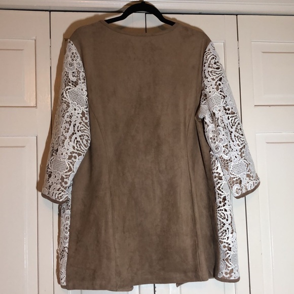 NWT Chico’s Duster Lace Faux Suede Detail 3/4 Sleeve Jacket SZ 2 - Picture 5 of 8